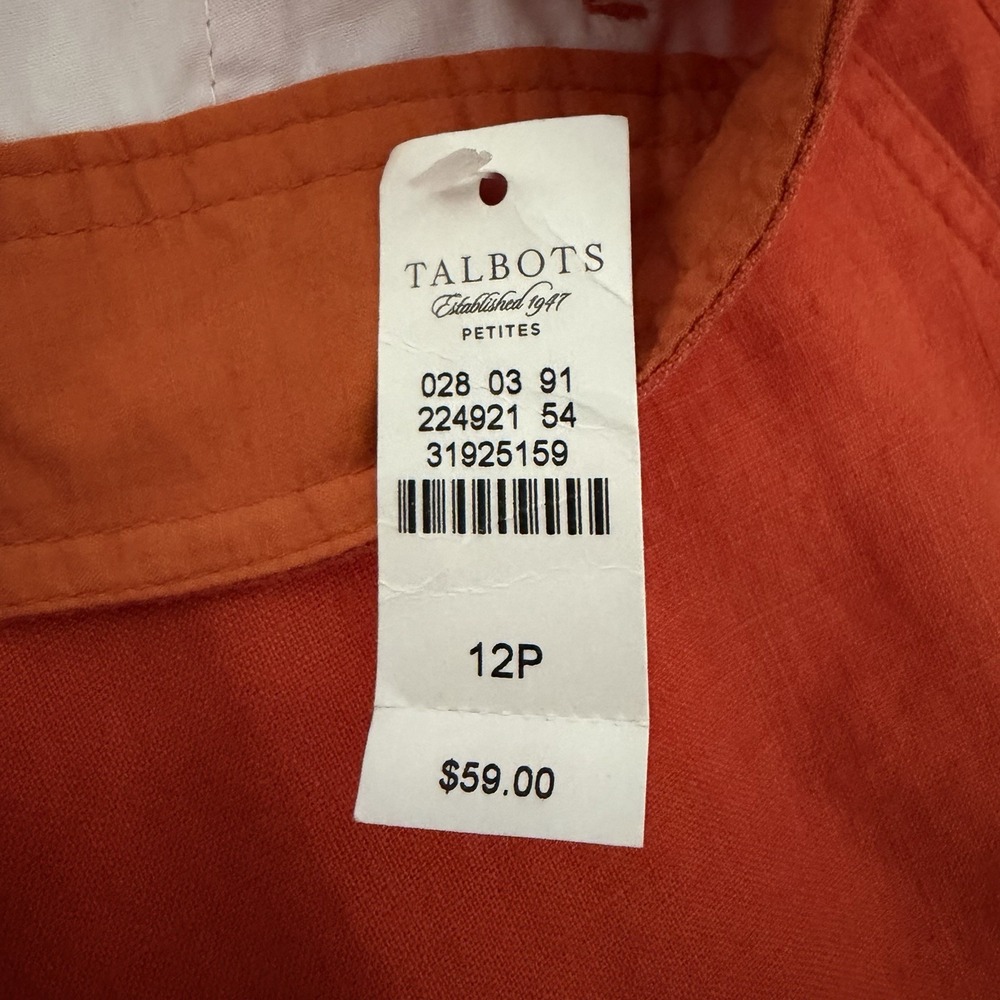 Talbots Rust Orange Drawstring Linen-Blend Skirt - Picture 9 of 12